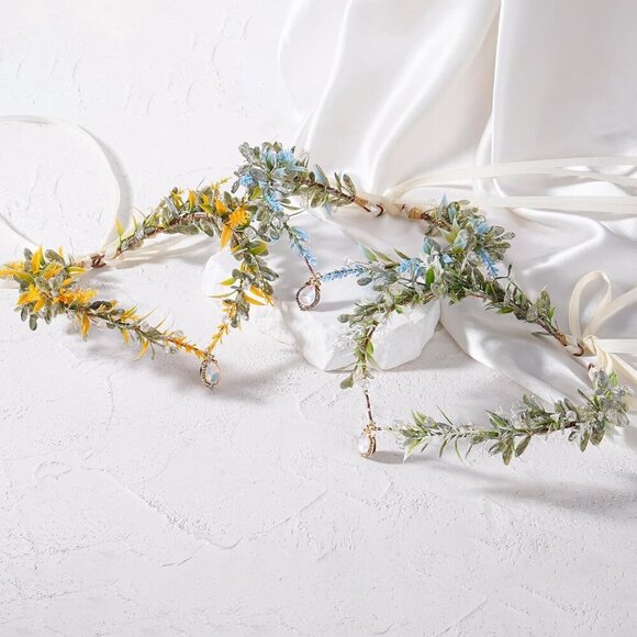 Blue Flower Elf Crown Fairy Headpiece for Cosplay Renaissance Festival Women main image 7